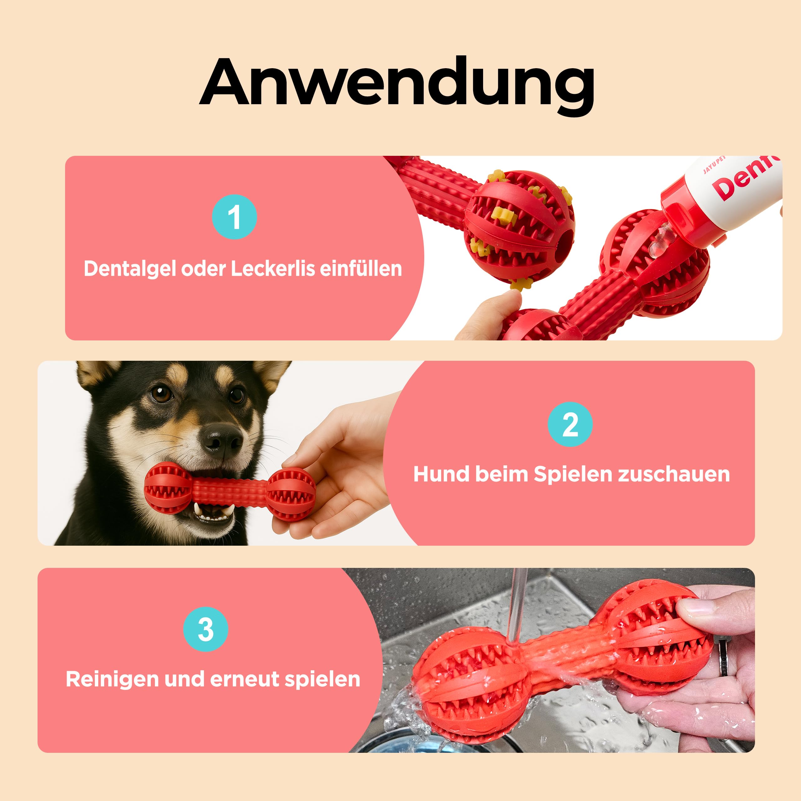 JAYU PET Zahnbürstenspielzeug Hundekauspielzeug für Aggressive Kauer, langlebiges Zahnkauen für kleine und mittelgroße Hunde, Zahnreinigungsspielzeug, um sie zu beschäftigen, Plaque und Zahnstein zu | Aggressive Kauer, langlebiges Zahnspielzeug, Zahnreini