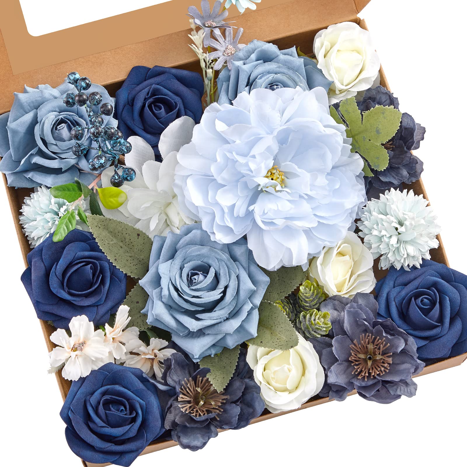 Fleurs artificielles bleu poudré pour bouquet de mariée et arrangements de fête