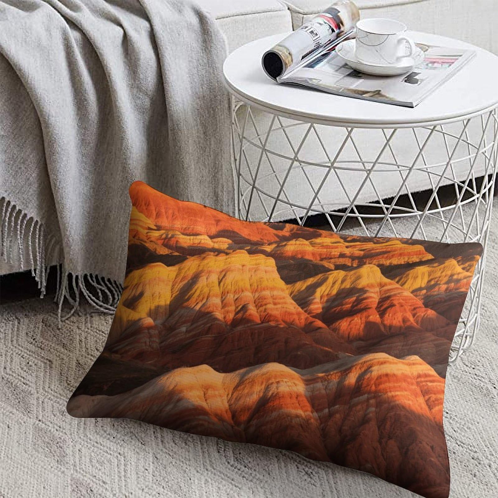 FodPand Decorative Throw Pillow Covers 8x12 Short Plush Danxia Landform Body Pillowcase Cushion Cases with Invisible Zipper Rectangle Lumbar Pillow Shells for Sofa Couch Chair Bed Home Decor