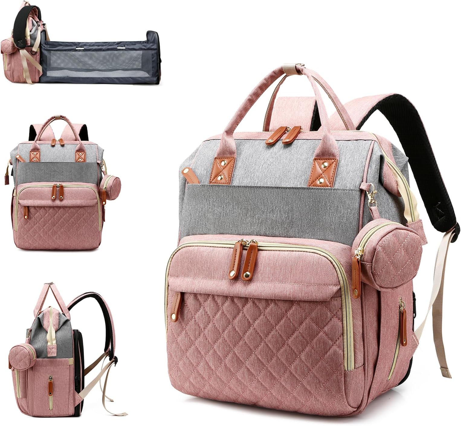 Diaper Bag Backpack with Changing Station, Waterproof Large Capacity, Baby Bag for Mom & Dad, 18 Pockets+USB Port, Foldable Changing Pad, Travel Backpack for Newborn Essentials, Baby Gift