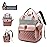 Lamroro Diaper Bag with Changing Station, Waterproof 3 in 1 Baby Diaper Backpack with Foldable Changing Pad, Pink-Grey