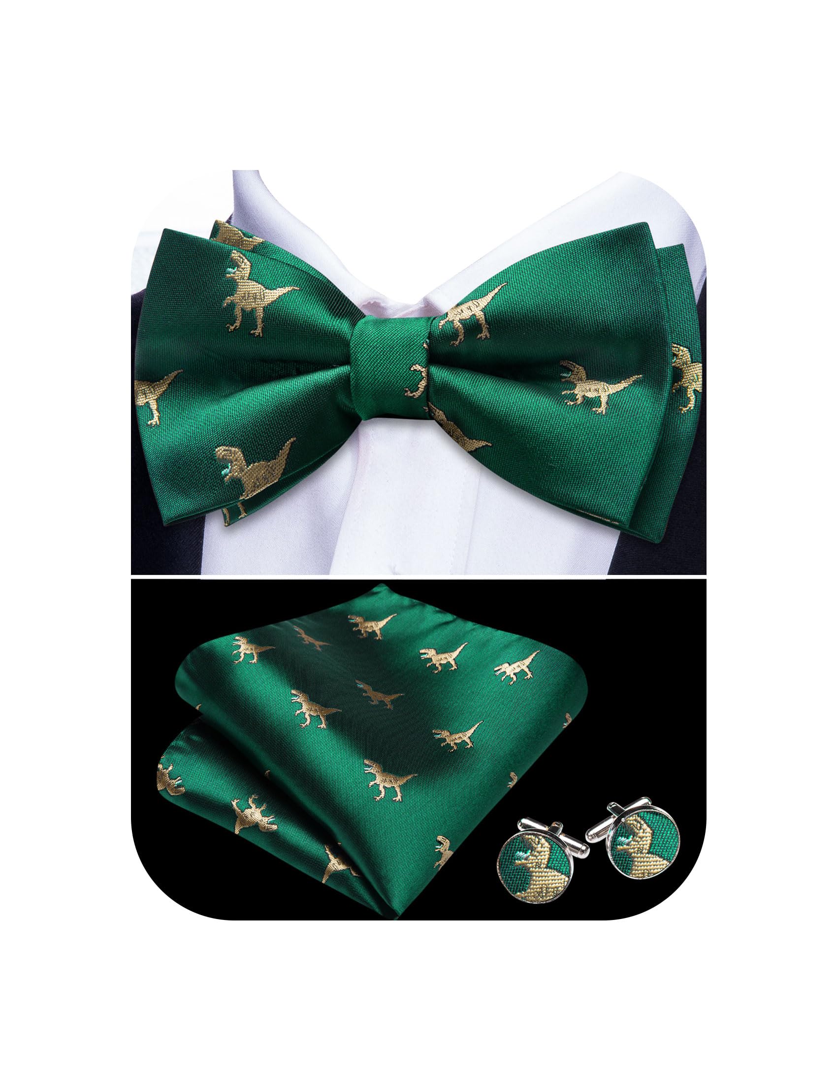 Barry.Wang Paisley Striped Bow Tie for Men Silk Pre-Tied Bowtie Set | Woven Mens Bowties,Pocket Square Cufflinks Set,Formal,Casual,Wedding,Party,Prom,Graduation,Festival,Classic,Elegant