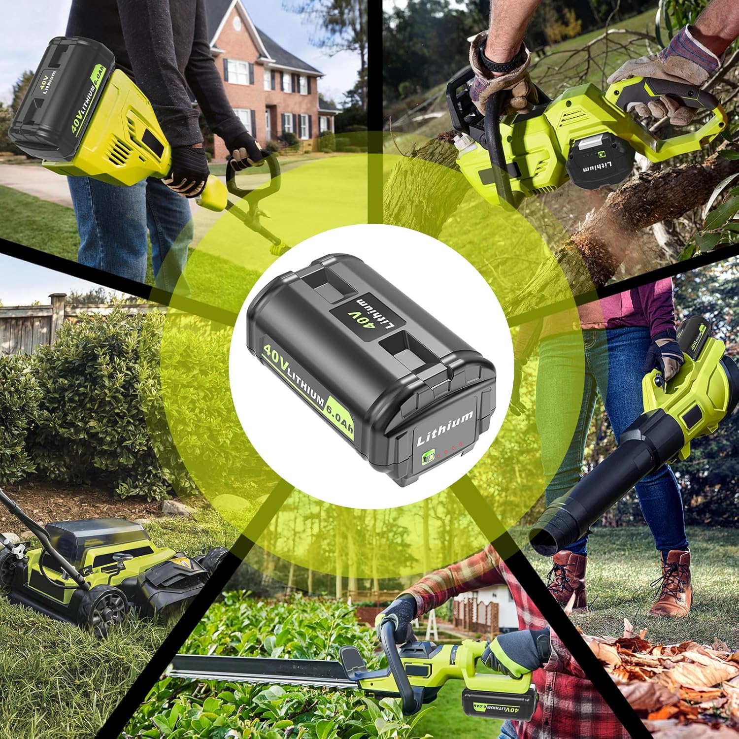 40V 6000mAh Lithium-Ion Battery Replacement for Ryobi 40v Battery, OP4020 OP4060 OP4040 OP4050 High Capacity Compatible with Ryobi 40-Volt HP Cordless Power Tools (Light Black)