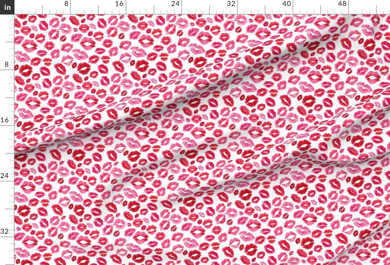 Spoonflower Fabric - Love Lips Red Valentine Beauty Lipstick Kisses Watercolor Valentines Printed on Upholstery Velvet Fabric Fat Quarter - Upholstery Home Decor Bottomweight Apparel