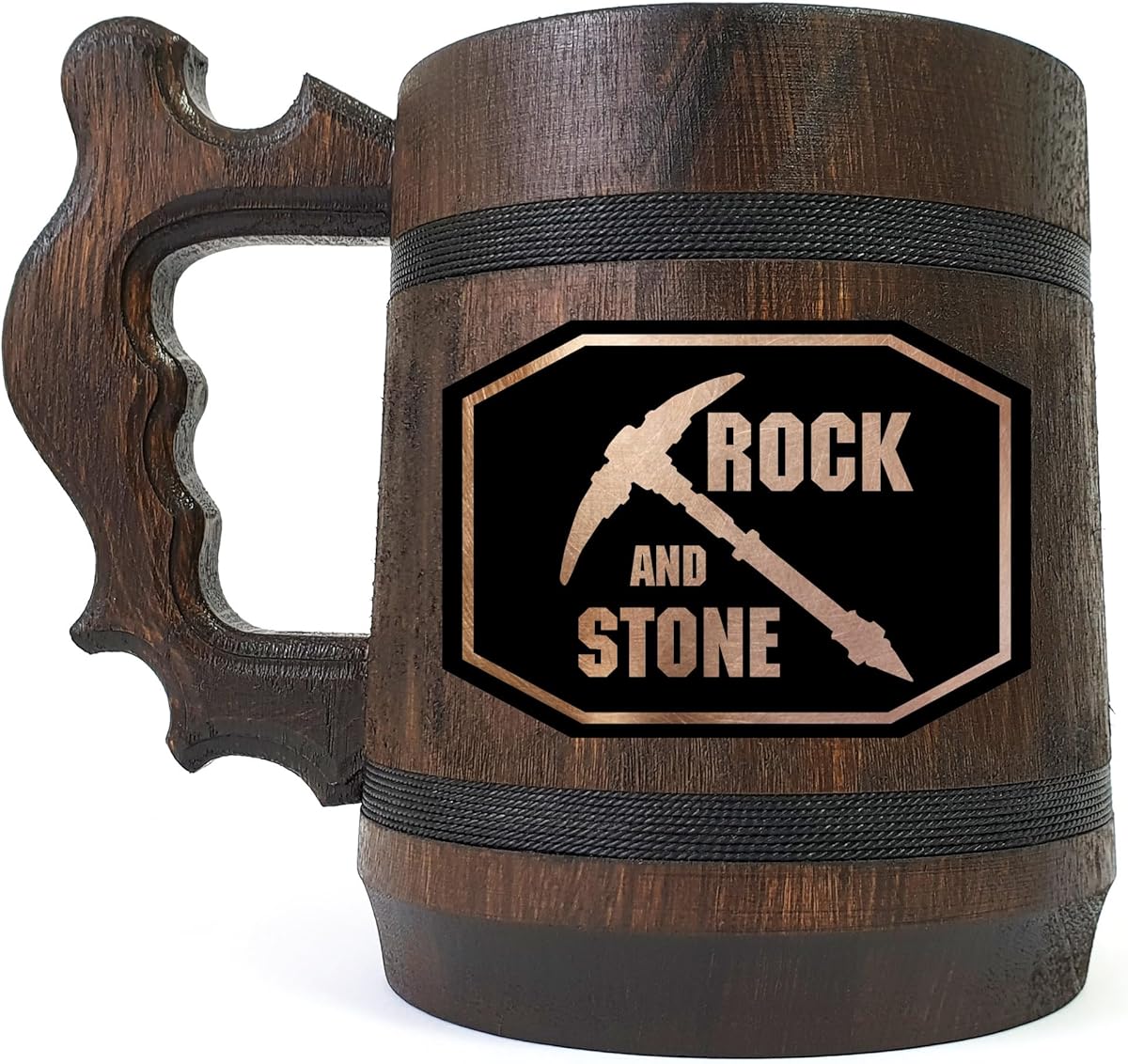 Rock and Stone Beer Mug, Personalized Stein, Wooden Tankard