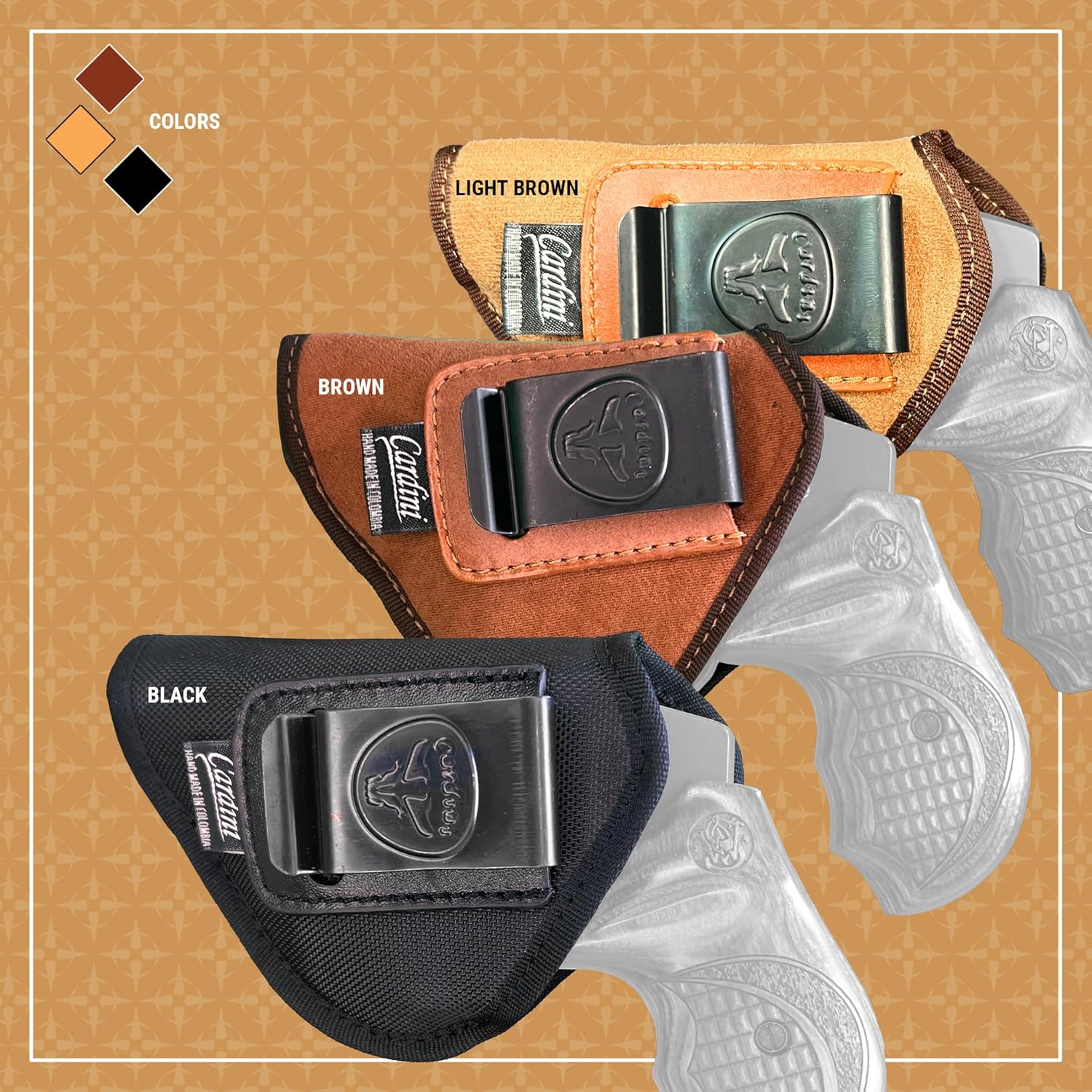 Cardini Leather | Premium Combo OWB/IWB Nylon Holster for Concealed Carry | Fits S&W J, K and N Frame, 642, Bodyguard Revolver | Ruger SP101 Holster | Taurus 605 Holster, Ruger LCR Holster, 38 spl