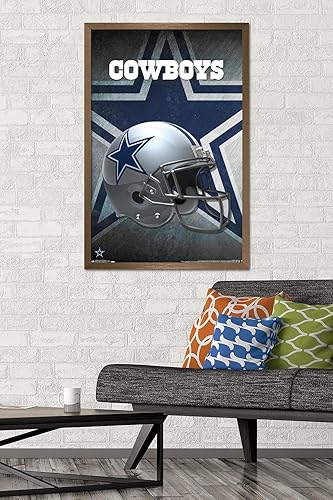 Miniatura 34 de Trends International NFL Dallas Cowboys - Póster de pared con casco 16, 22.375 x 34 pulgadas, versión enmarcada plateada Versión con marco plateado