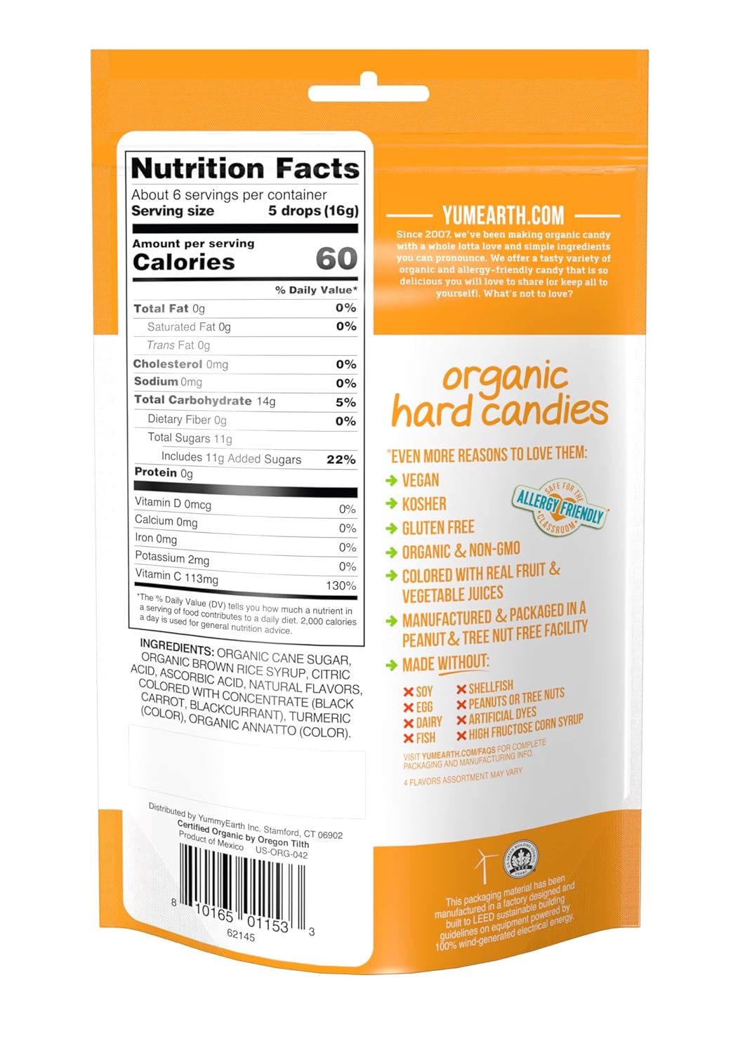 YumEarth Organic Citrus Grove Vitamin C Drops, 3.3 Ounce (Pack of 6) - Allergy Friendly, Non GMO, Gluten Free, Vegan (Packaging May Vary)