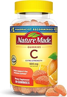 Nature Made Dosis extra fuerte Vitamina C 500 mg por porción, suplemento dietético para apoyo inmunológico, 60 gomitas, suministro para 30 días