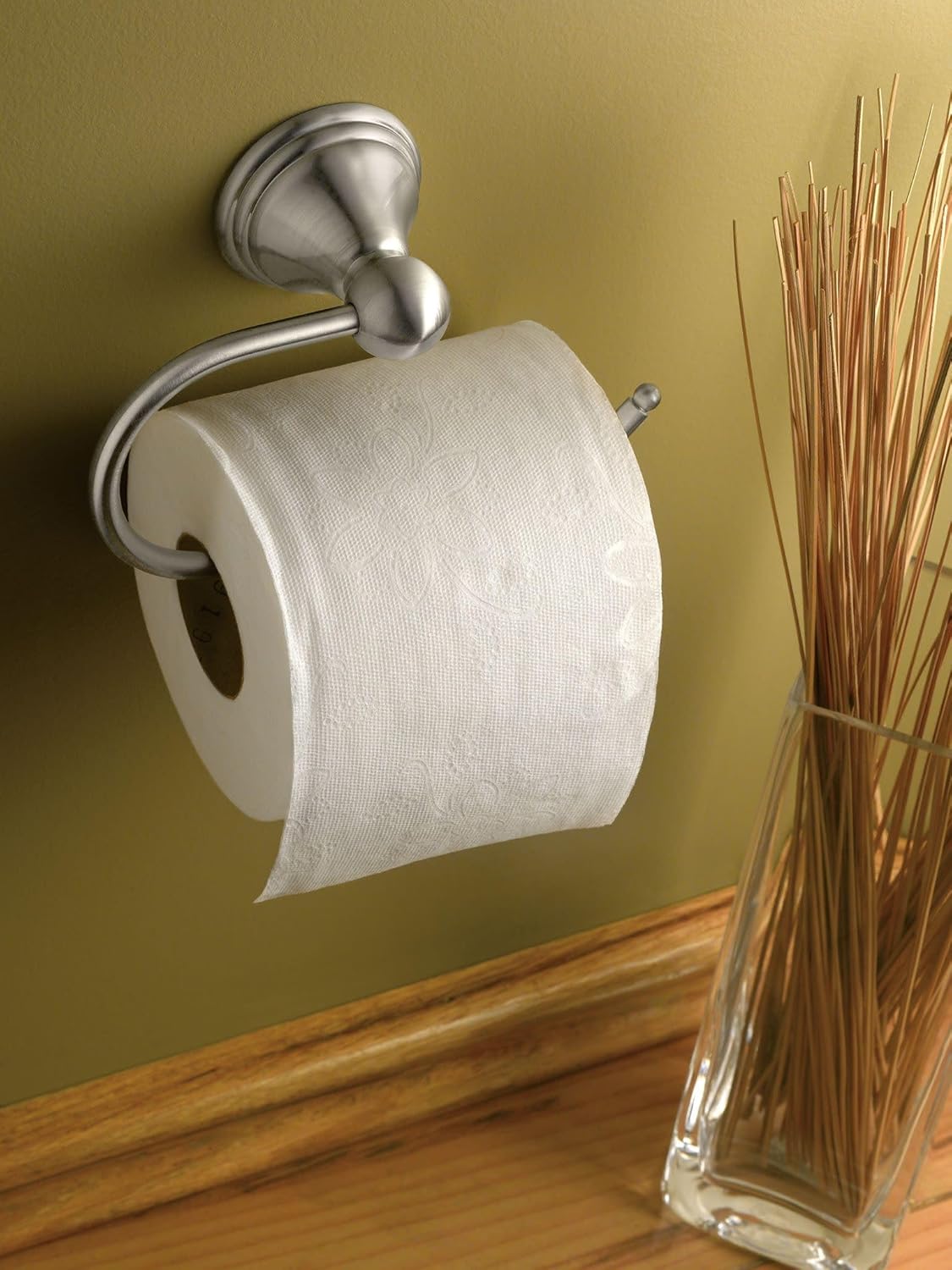 Moen Preston Collection Spot Resist Brushed Nickel Single Post Toilet Paper Holder, Wall Mounted Toilet Roll Holder, DN8408BN (Pack of 2)