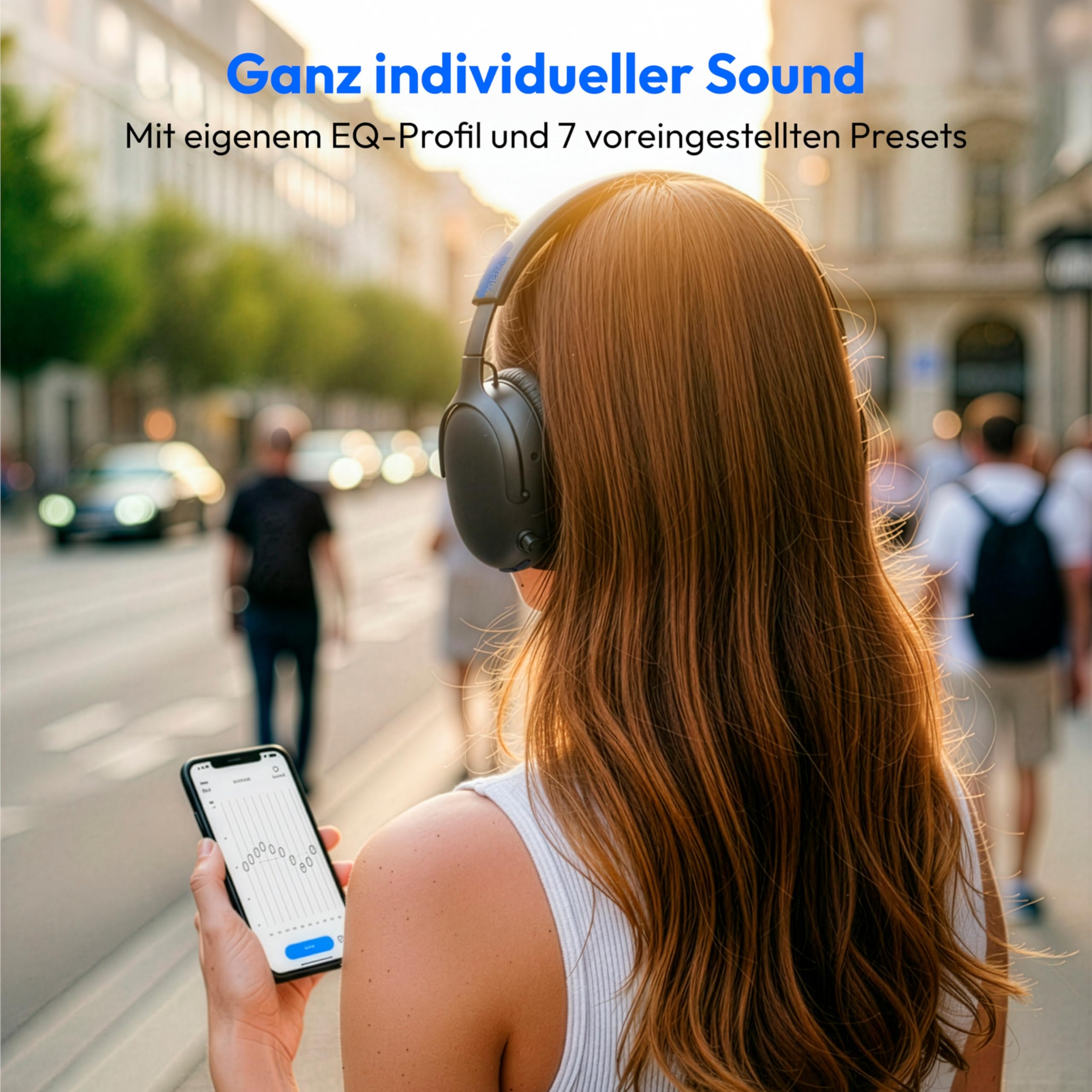 MEDION Over Ear Kopfhörer HX-1 Pro (kabellos, Hybrid Active Noise Cancelling ANC, Bluetooth 6.0, Wireless, 7+1 EQ Presets, bis zu 190 Stunden Akkulaufzeit, IPX4 Spritzwasserschutz) urban anthrazit