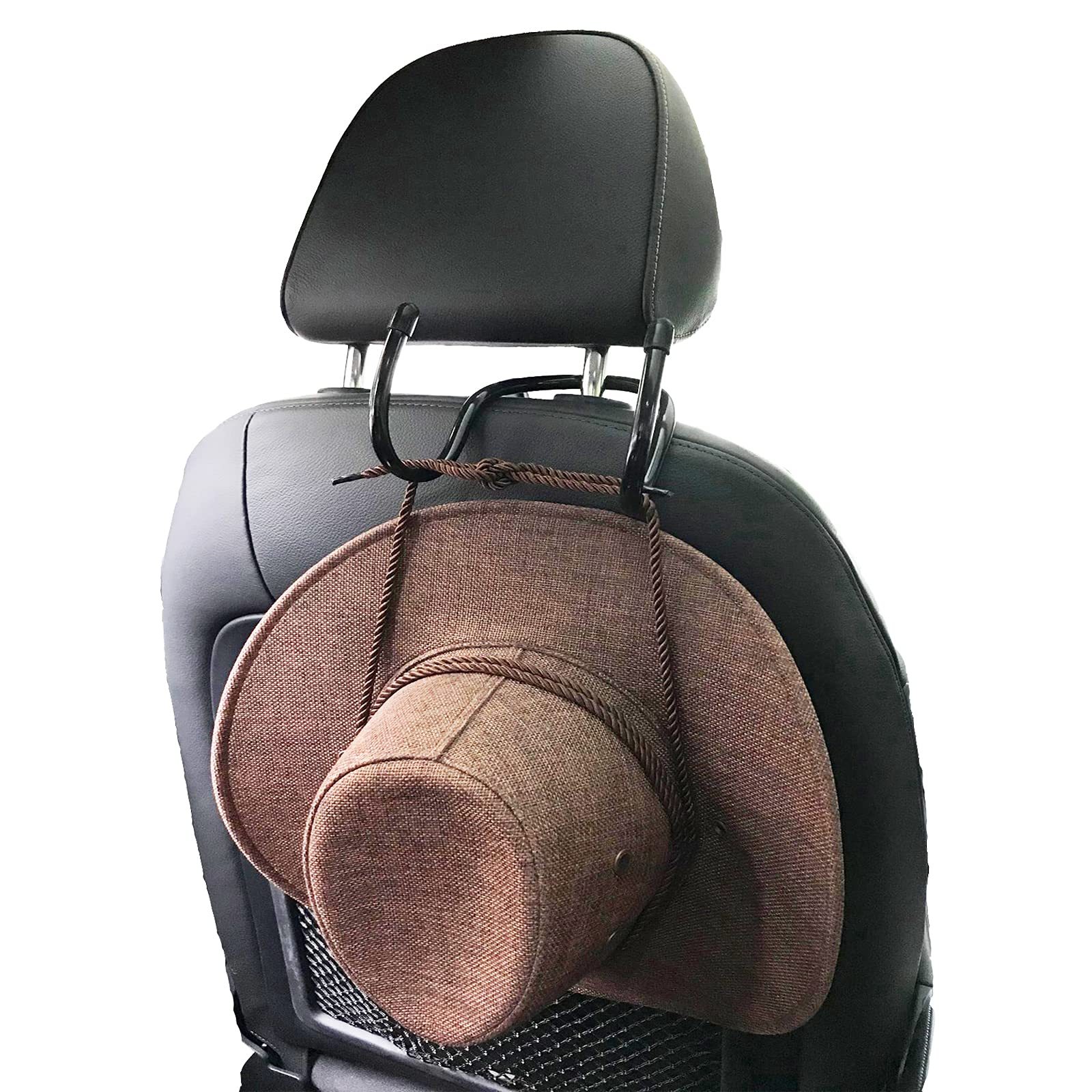 Pmsanzay Adjustable Cowboy Hat Holder Rack, Hat Holder Rack, Flexible Over The Car Seat Hat Hanger Hook - Keep Hat Shape - for Coats, Caps, Bag, Safety Helmet - Easy to install - No Hat