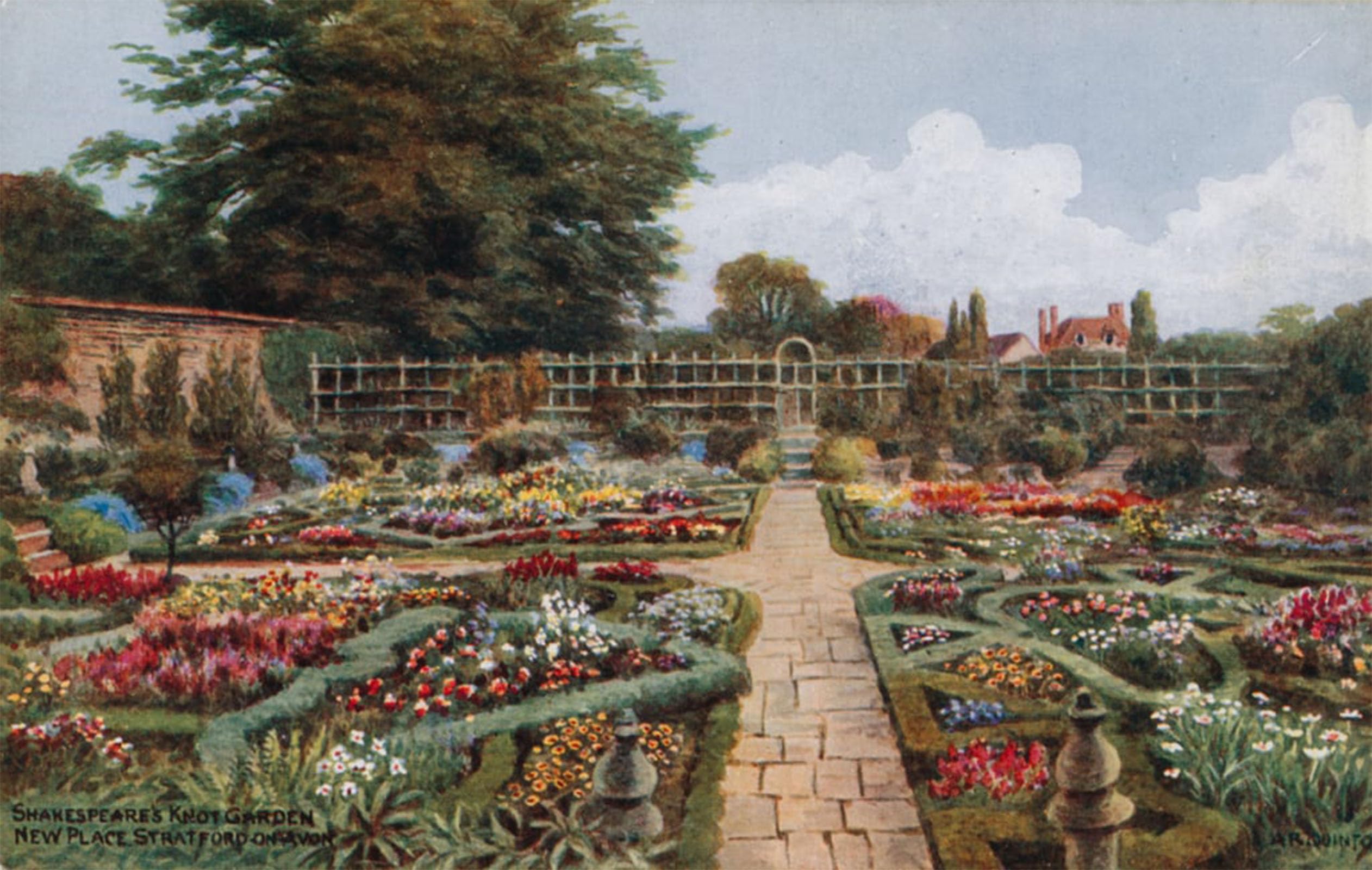 SERENDIPITP Vintage Wall Art Canvas Nordic Poster Canvas Print Picture Shakespeare's Knot Garden New Place by Alfred Robert Quinton Wall Art Poster for Home Decor 60x90cm
