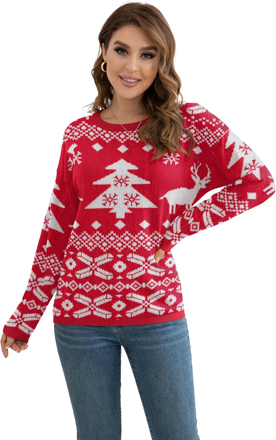 VIISHOW Women's Pullover Sweaters Long Sleeve Print Knitted Crew Neck Sweater Tops a Little Run Big - Image 2