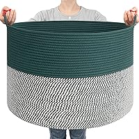 Vista 8 de Goodpick Cesta Grande de Cuerda de Algodón, 83L Almacenamiento Tejido Grande, Organizadores de Mantas y Almacenamiento, Cesta de Lavandería