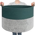 Goodpick Large Storage Basket 22 x 14, Woven Baby Storage for Blanket Living Room, Laundry Organizer for Clothes, Toys, Christmas Basket for Gifts, Green