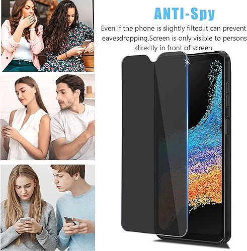 Vista 4 de [Paquete de 2] Protector de pantalla de privacidad diseñado para Galaxy Xcover6 Pro, película ultra HD de vidrio templado, antiespía, dureza 9H