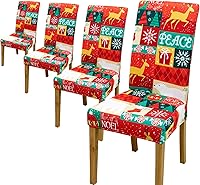 Vista 23 de Juego de 4 fundas elásticas para sillas de comedor, fundas elásticas para sillas de comedor, fundas para sillas de comedor, fundas protectoras