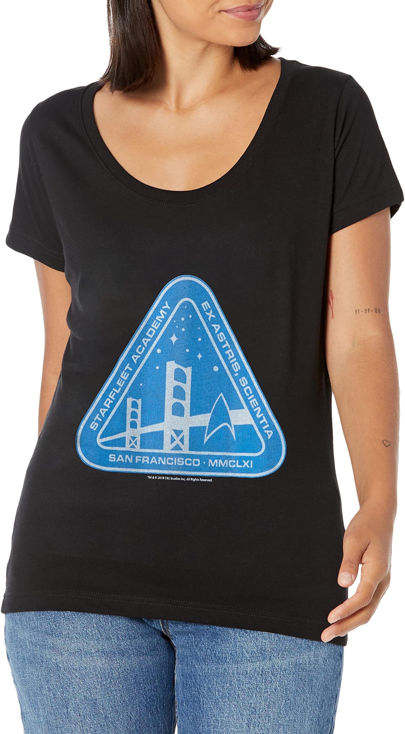 Star Trek Multiple Franchise Sf Academy Women's Short Sleeve Tee Shirt, Black, XXL