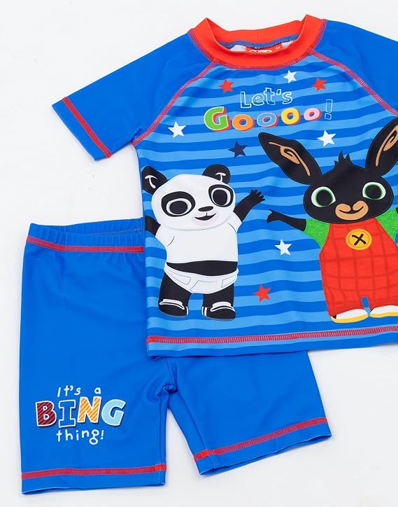 Bing Bunny Swimsuit Boys Kids Blue Pando Two Piece Top Shorts Swim Set