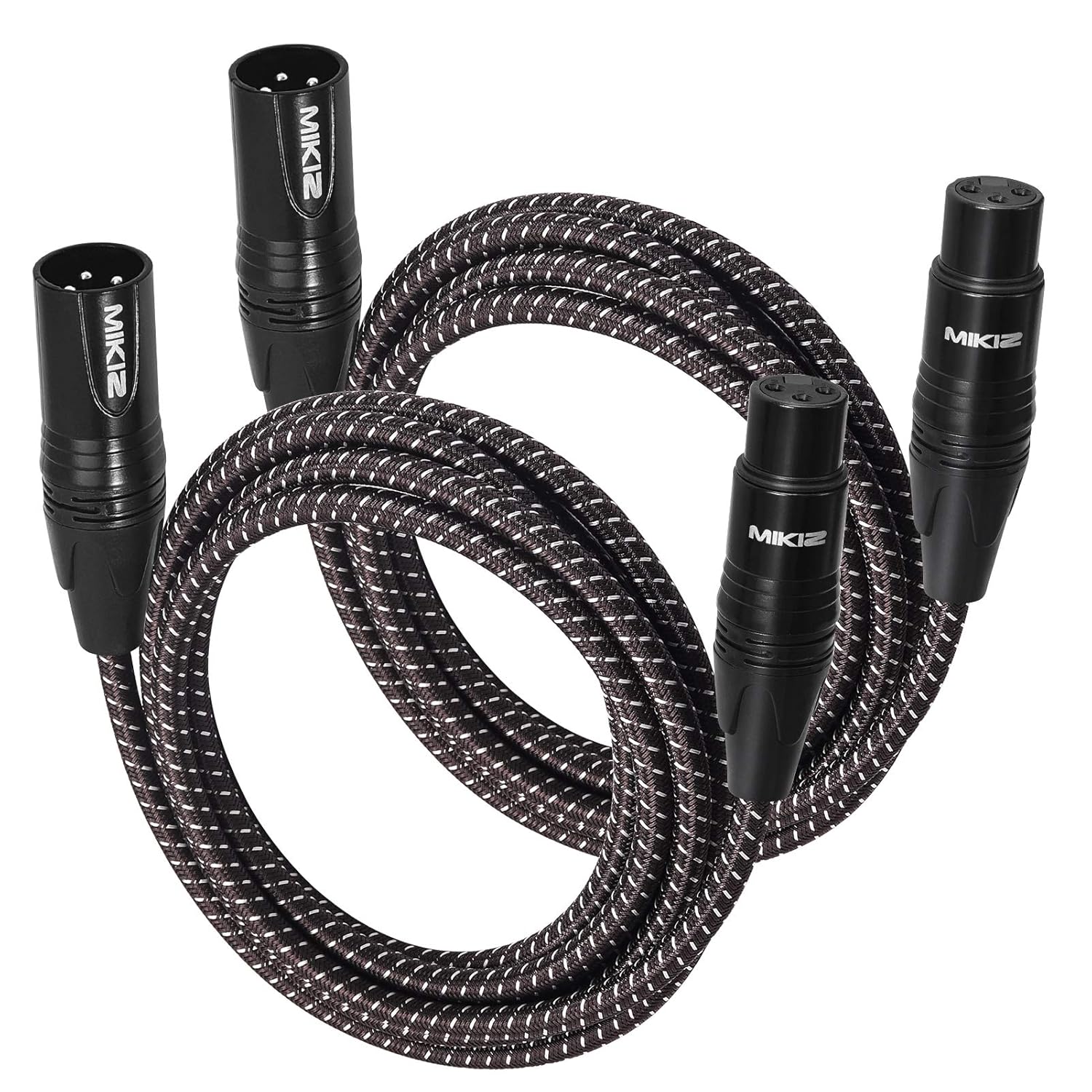 XLR Cables Braided 25ft 10 Packs - Premium Microphone Cable XLR Male to Female Patch Cables