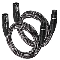 Vista 1 de Cables XLR de 1 pie, paquete de 2 cables de conexión cortos antienredos trenzados de 3 pines XLR macho a hembra para micrófono DJ