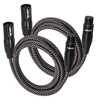 XLR Cables 1 Feet 2 Packs - 3 Pins XLR Male to Female for Microphone | Short braided balanced patch cables shielded