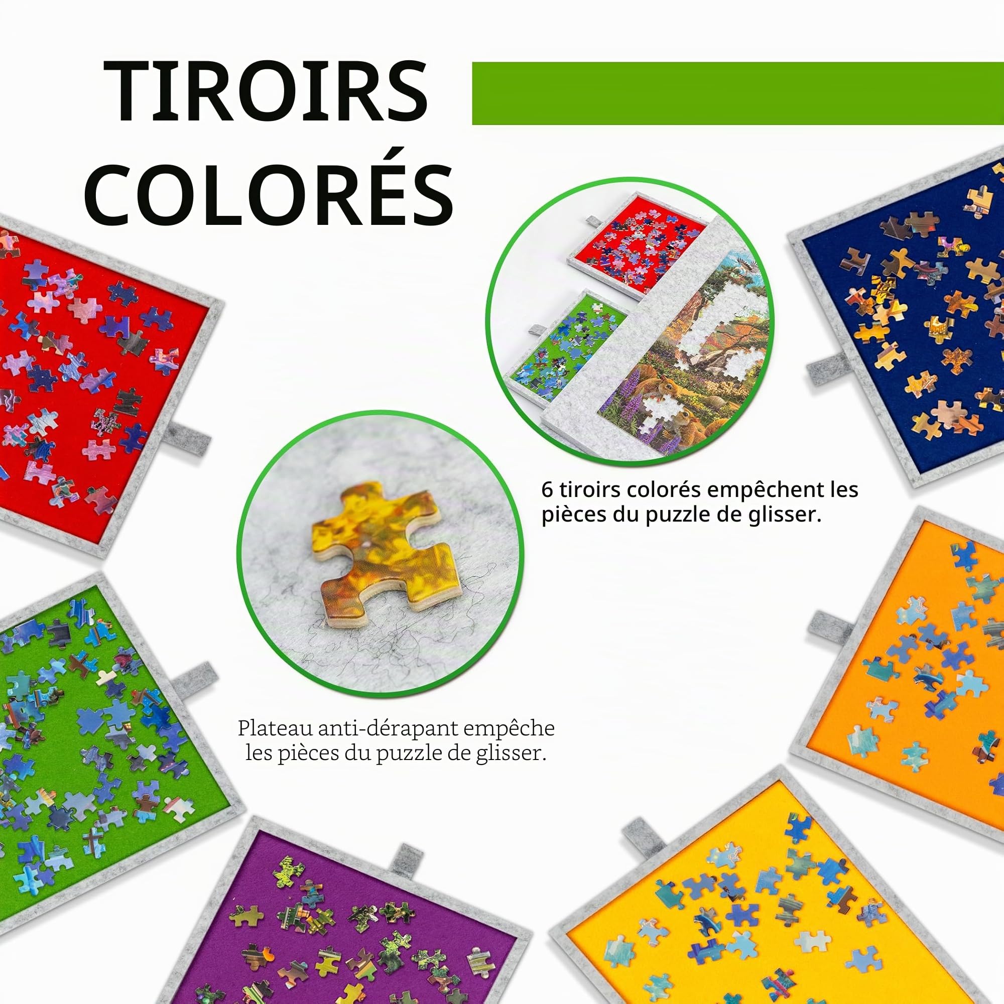 LAVIEVERT Planche de puzzle inclinable 1500 pièces support housse 2 en 1 table rangement portable gris clair