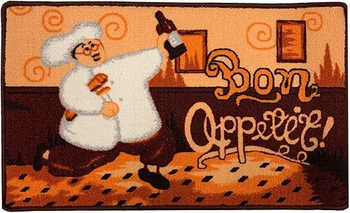 Miniatura 1 de PREMIUS Happy Chef Bon Appetit - Tapete de cocina impreso, antideslizante, antideslizante, para evitar resbalones en interiores y exteriores, color