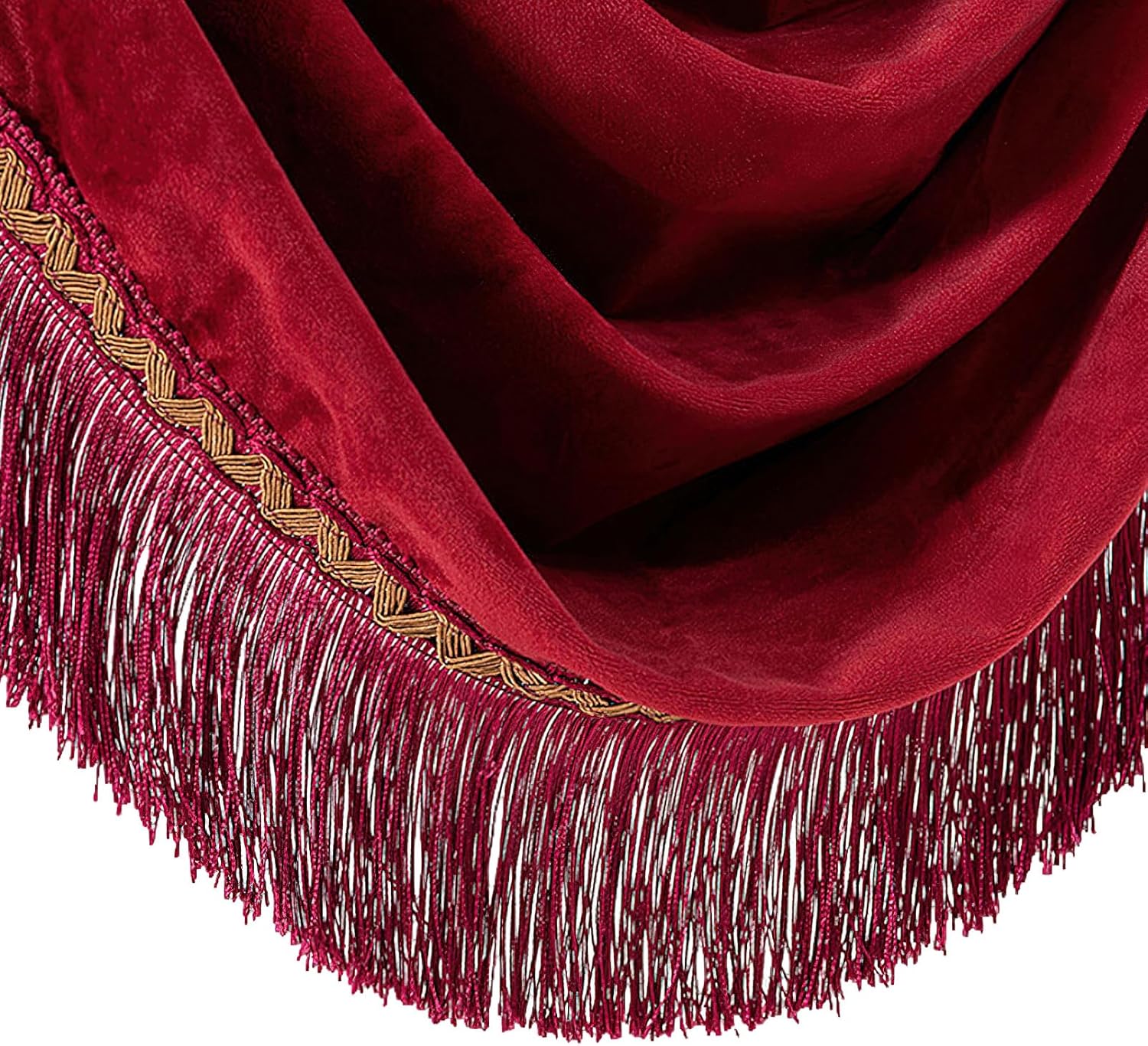Waterfall Valance Red Curtain Swag Set Vintage Velvet Drapes Decorative Window Treatment Valances for Wedding Party Home H49xW61 inch