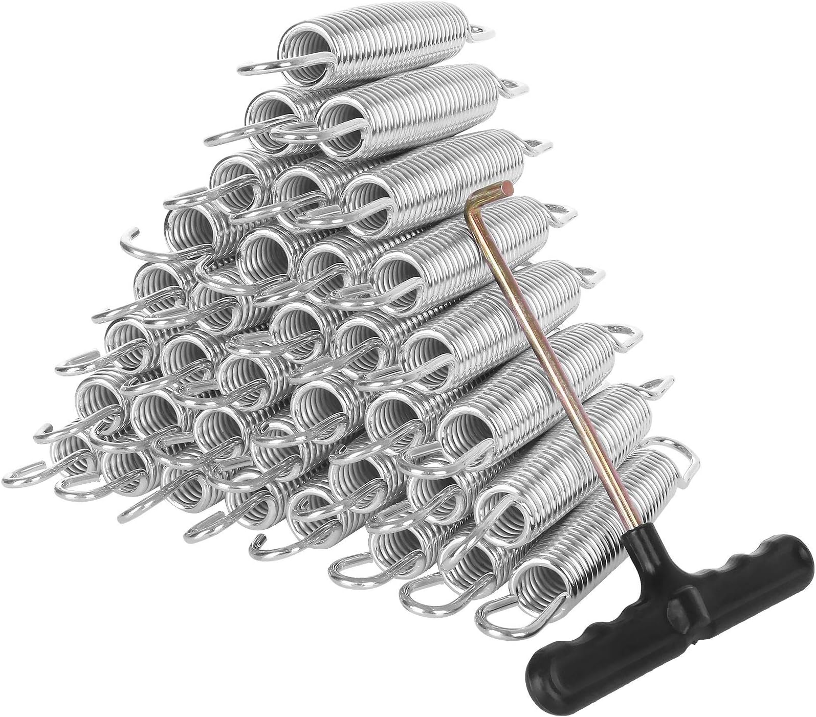 40 Pack Trampoline Springs 5.5” Heavy Duty Galvanized Steel Replacement Trampoline Parts Springs with T Hook, Great for Outdoor Trampoline Aotob, Skywalker, JumpKing, UpperBounce, SkyBound