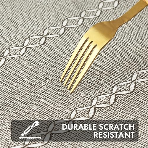 Miniatura 5 de Mantel rectangular de tela impermeable, mantel de poliéster resistente a las manchas, mantel de vinilo con reverso de franela, manteles lavables a