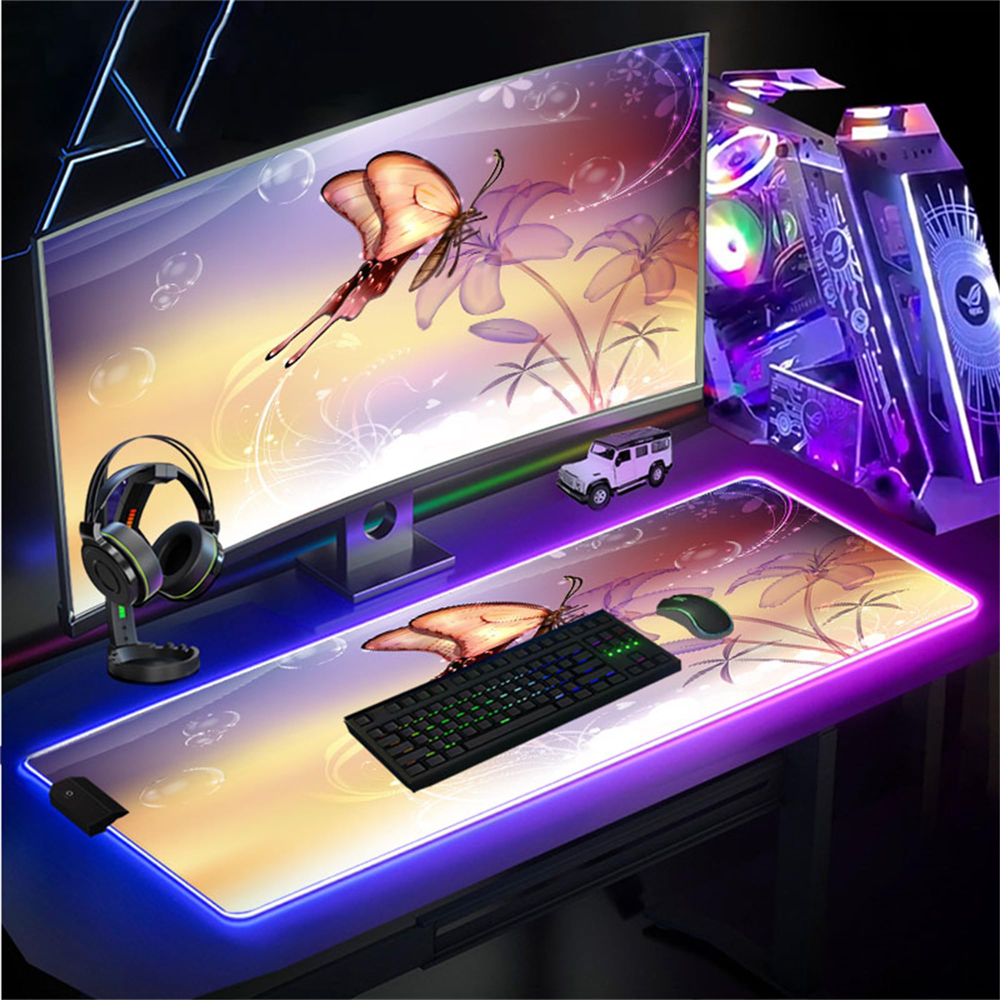 Amazon.co.jp：大型RGBマウスパッド、デスク用ゲーミングマウスパッド、キーボードとマウス用マウスパッド、ゲーマー用14LED照明モードデスクマット、自宅やオフィス用マウスパッド、XXX-ラージ:  パソコン・周辺機器