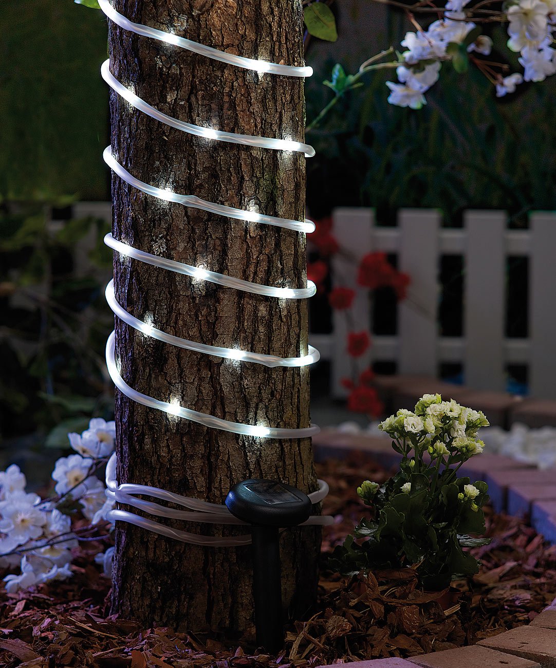 Lunartec LED-Solarschlauch: 3er-Set Solar-Lichtschläuche mit je 50 weißen LEDs, je 5 m (Solarlichterschlauch, Solar Lichtschlauch für außen)