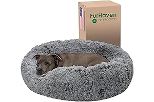 Furhaven 36" Round Calming Donut Dog Bed, Large