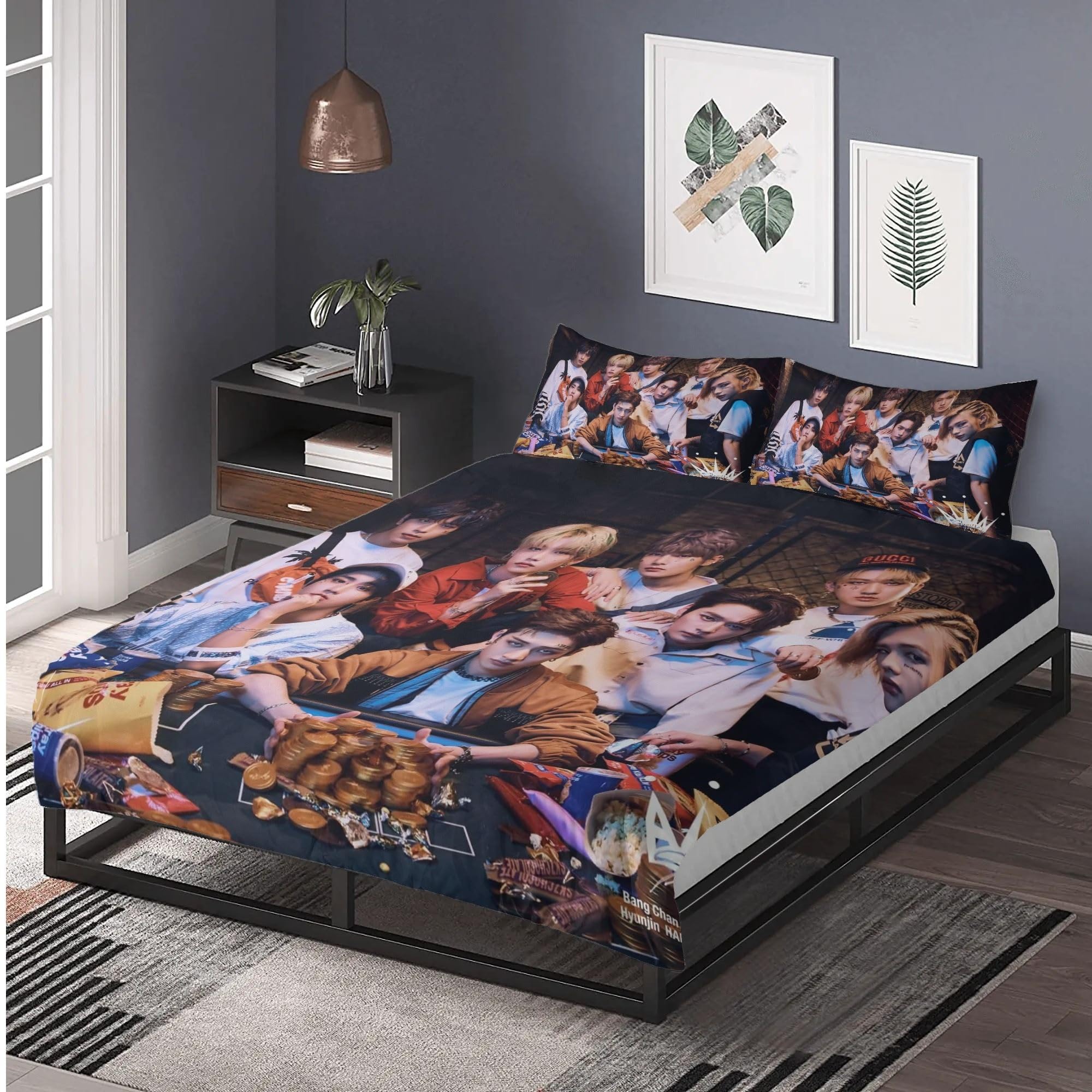 STARSAY Stray Kids Parure de lit 3 pièces en microfibre Kpop 135 x 200