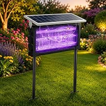 2026 New Solar Bug Zapper Outdoor Mosquito Repellent Outdoor Patio with 19In Solar Panel,3 LED Tubes,Auto On/Off Fly Insect Zapper,Waterproof Mosquito Trap for Home Garden
