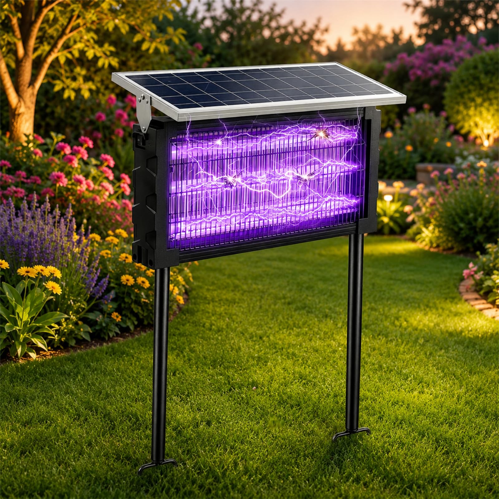 Photo 1 of 2026 New Solar Bug Zapper Outdoor Mosquito Repellent Outdoor Patio with 19In Solar Panel,3 LED Tubes,Auto On/Off Fly Insect Zapper,Waterproof Mosquito Trap for Home Garden