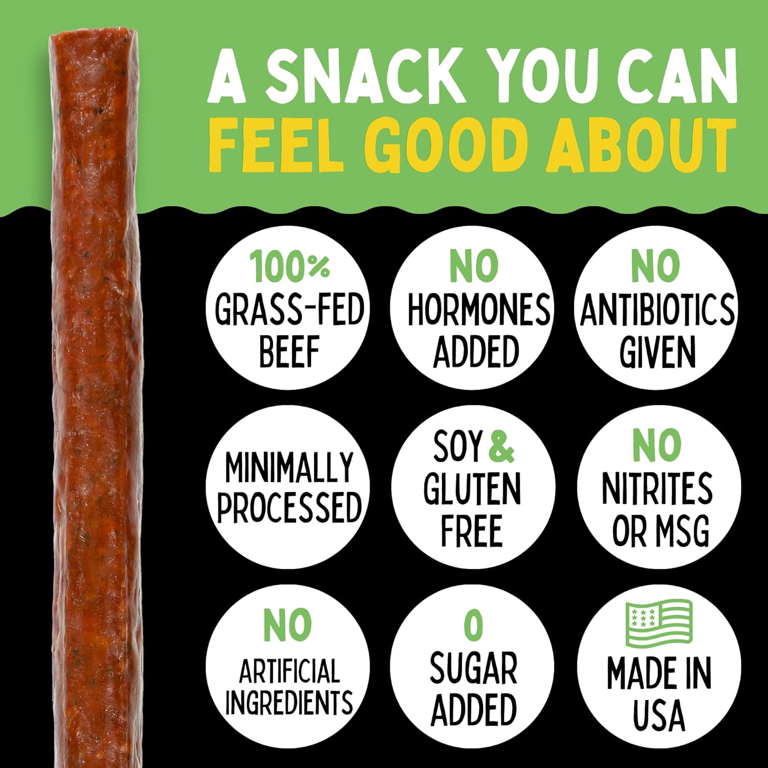 Mild Variety, Sogo Snacks, 4 No Sugar, 100% Grass-fed/finished, Non-GMO, Beef Flavors. No Nitrates, Gluten, Soy, MSG, Dairy, Nuts. Keto Friendly (3 Org-ISR, 3 Garlic-ISR, 3 Org, 3 Chimi, 12-cnt, 1-oz)