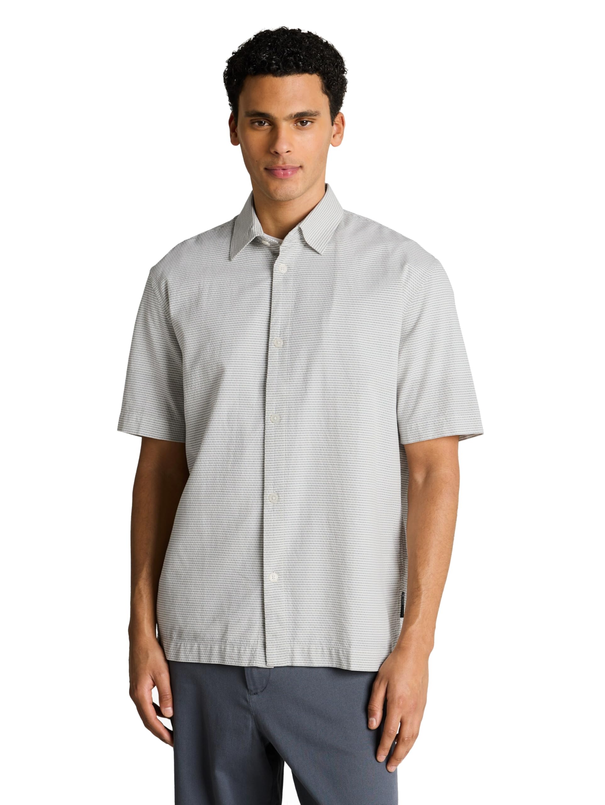 Tom Tailor Denim Herren 1050985 Relaxed Fit Kurzarmhemd mit Streifen