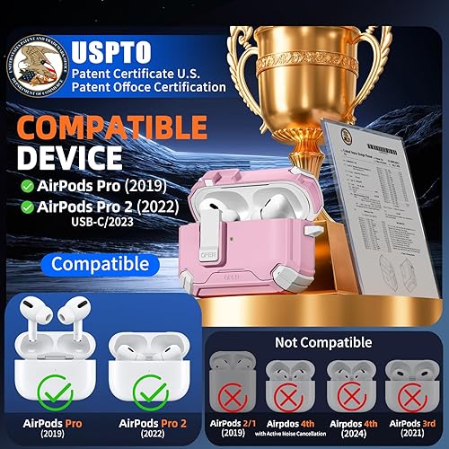 Miniatura 2 de Inesore Funda compatible con AirPods Pro de 21 generación con soporte para teléfono y kit de limpieza, compatible con MagSafe, bloqueo automático