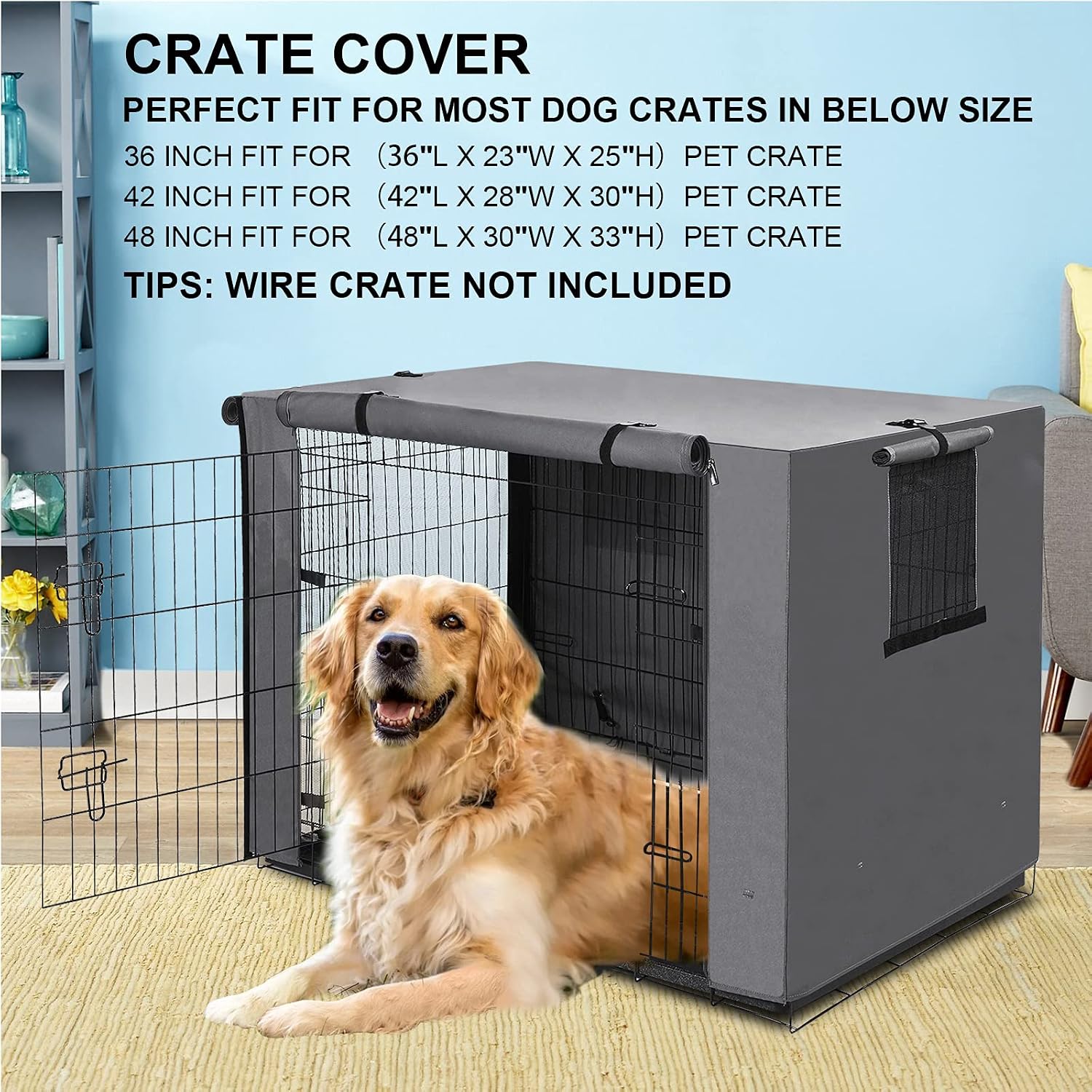 Pet Dog Kennel Crate Cover: Lightweight Kennel Covers for 30 Inch Double Door Wire Cage - Without Kennel