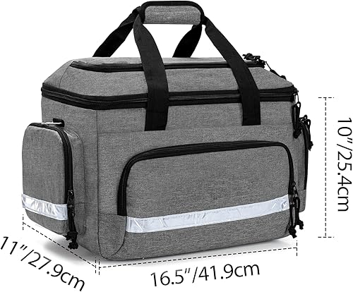 Vista 5 de Damero Bolsa de trauma médico, bolsas de primeros auxilios, bolsa médica vacía con divisores desmontables, ideal para enfermeras, fisioterapeutas