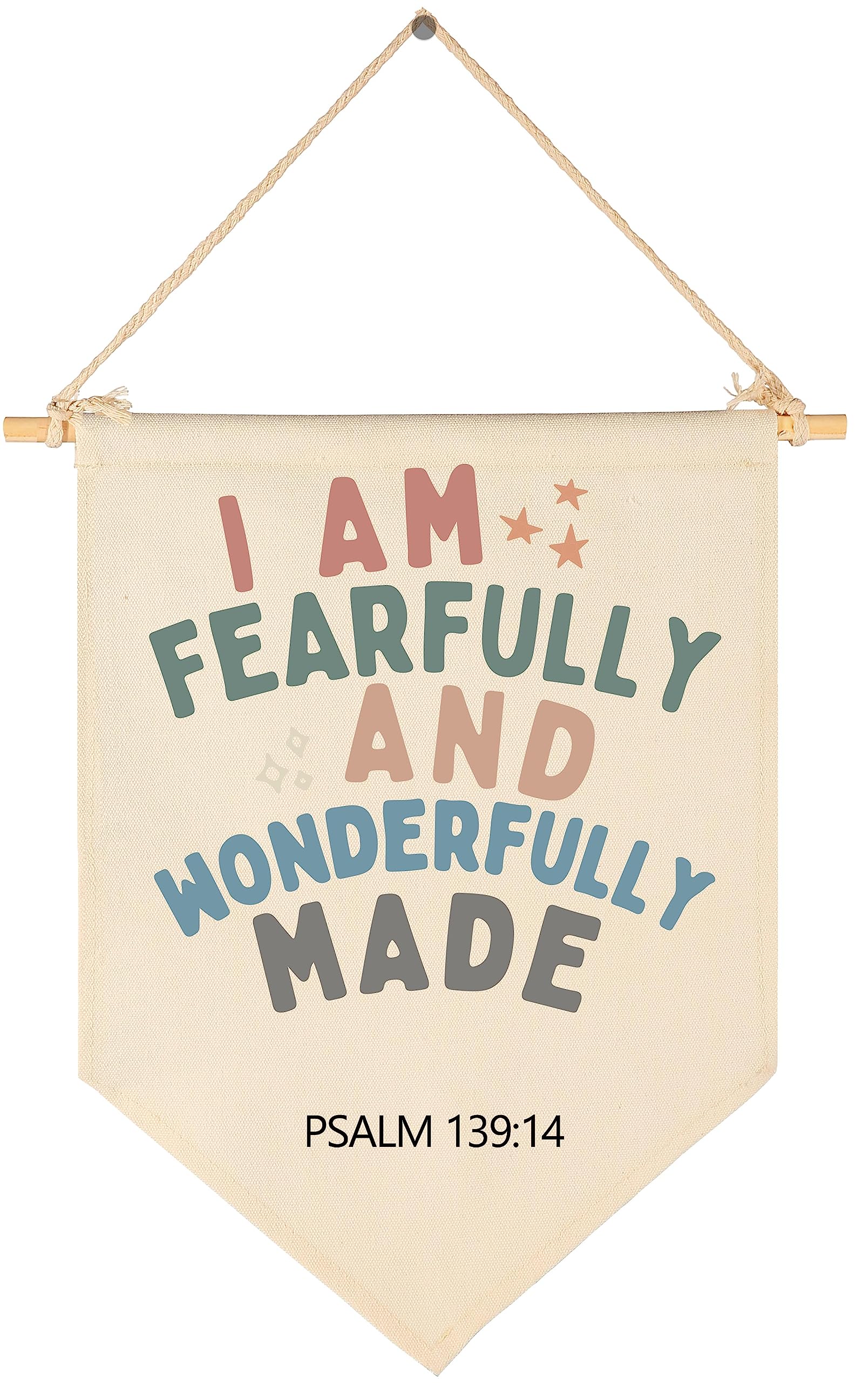 Christian Bible Verses Art-Scripture Flag Sign Gift for Baby Newborn Boys Girls Kids-Banner Wall Decor Gift for Nursery Bedroom Playroom Front