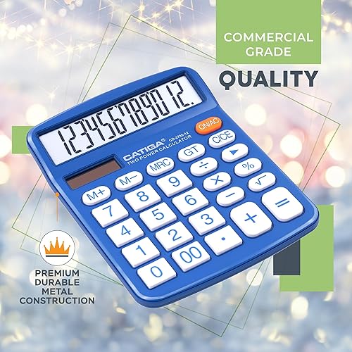 Vista 33 de CATIGA CD-2786 - Calculadora de escritorio de 12 dígitos con pantalla LCD grande y botón sensible, energía solar dual y batería, función estándar