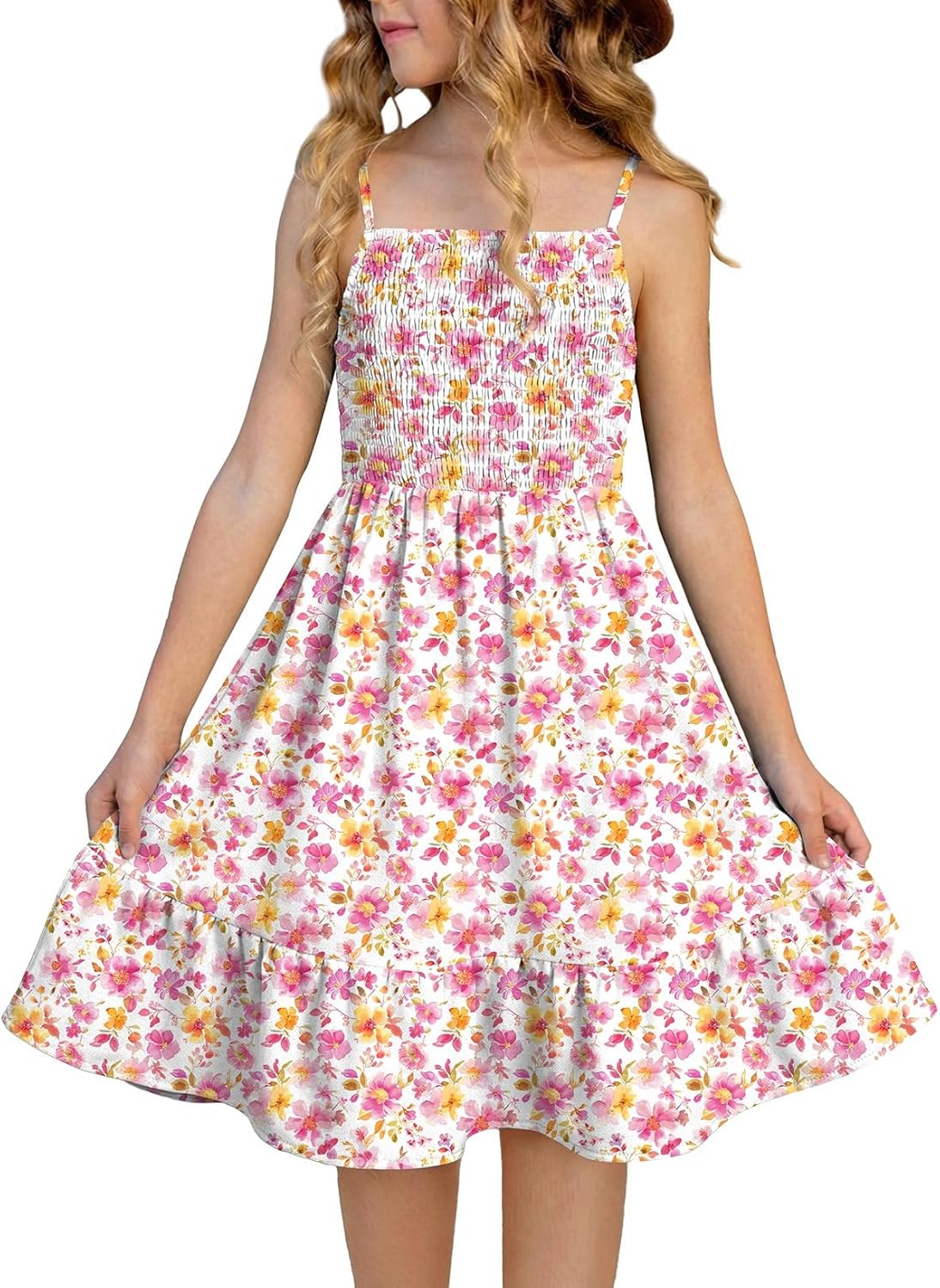 blibean Girls Summer Dress Tween Strap Sun Dresses Casual Beach Sundress Size 6-15 Years