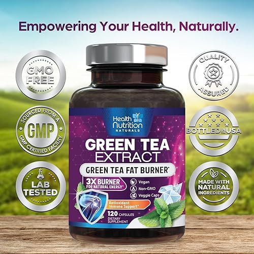Miniatura 4 de Extracto de píldoras de té verde  98% EGCG estandarizado 1300 mg para energía natural  Apoya la salud cardíaca y antioxidante, suplemento de apoyo