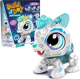 Goliath Build-a-Bot: Snow Leopard | Build Your Own Interactive Pet Snow Leopard | Easy Click 'n' Create System | 20+ Piece STEM Robot Kit for Kids | for Ages 4+