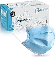 Hygenix ASTM Level 3 Disposable Face Masks, ≥98% Filtration, 160mmHg Fluid Resistant, Made in USA - 50 Pack