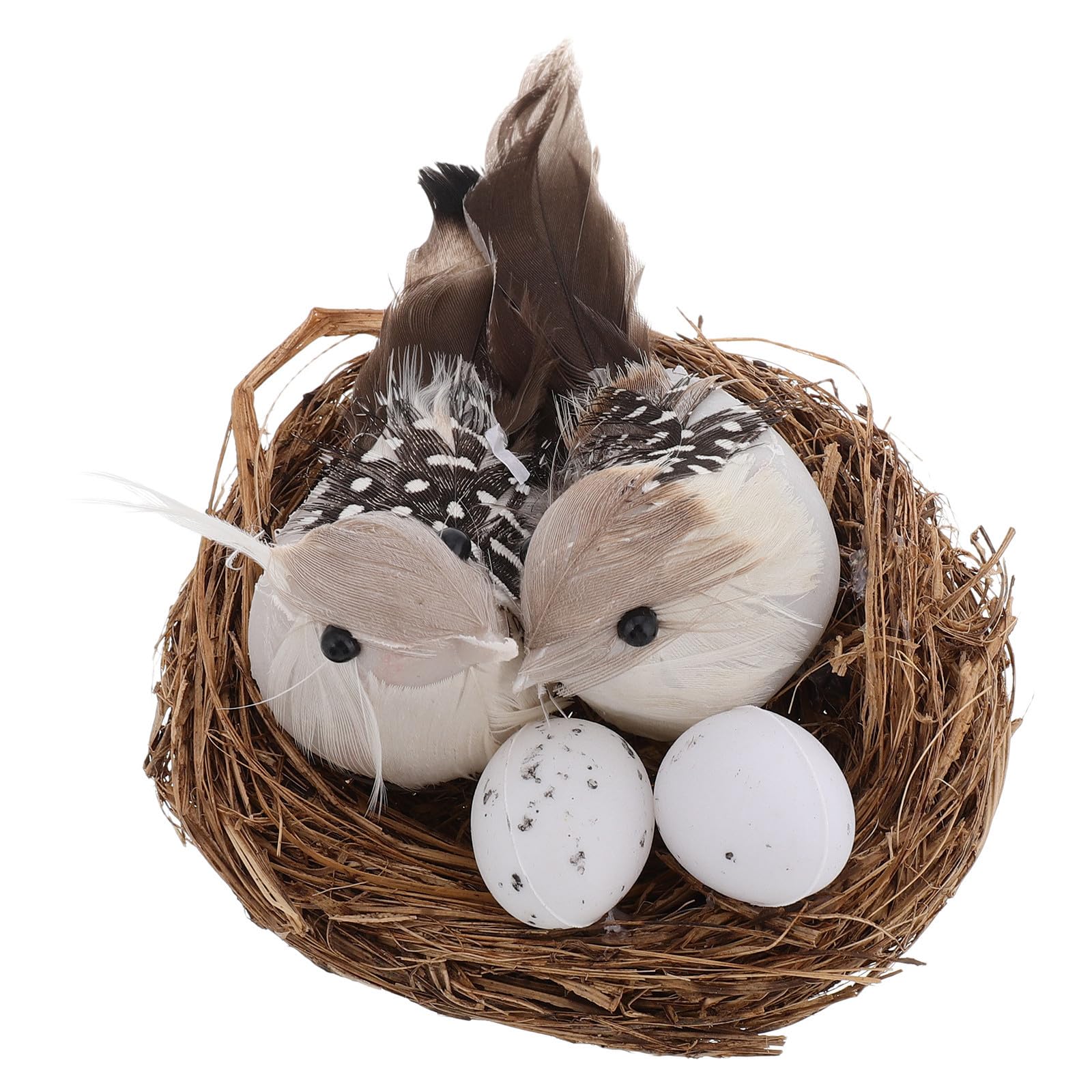 Pájaro artificial con nido de ratán y huevos falsos para decoración de Pascua